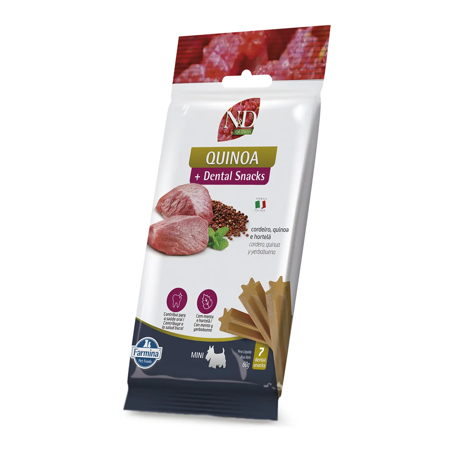 Petisco Dental N&D Quinoa Cães Mini e Pequenos Cordeiro, Quinoa e Hortelã